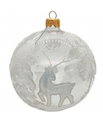 Ёлочный  шар 100 мм "Олень. Коллекция Иней" (Бартош)