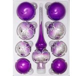 набор ёлочных  шаров с верхушкой "Василиса" (Ёлочка) сиреневый