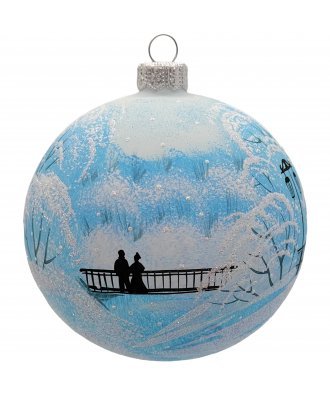 Ёлочный шар 100 мм "Влюбленные на мосту" (Винтажный шар)