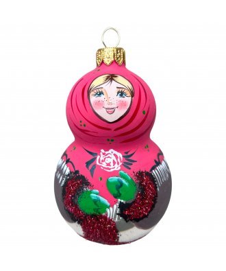 Ёлочная игрушка "Потешка " (Винтажный шар) розовый платок