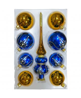 набор ёлочных  шаров с верхушкой "Адель" (Ёлочка) синий