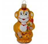 Ёлочная игрушка "Обезьяна большая" (Эвис) золотистая