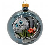 Ёлочный шар 100 мм "Кот рыбак" (Рождественское яблоко)