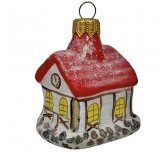 Ёлочная игрушка "Домик-хижина с красной крышей" (Винтажный шар)