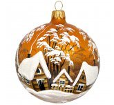 Ёлочный шар 100 мм "Пейзаж на золотом" (Мария)