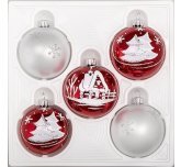 набор ёлочных шаров 5х60 мм  "Морозко" красно-белый (Ёлочка)