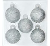 набор ёлочных шаров 5х60 мм "Мерцание" (Елочка) серебристый