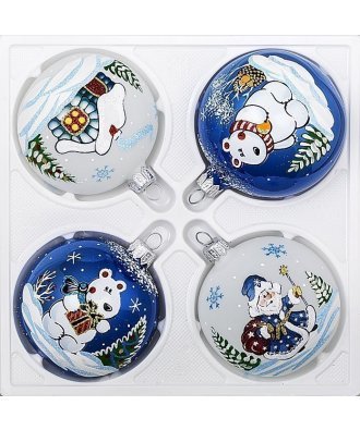 набор ёлочных шаров 4х75 мм "Полярная сказка" (Ёлочка)