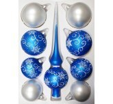 набор ёлочных шаров с верхушкой "Сувенирный" (Ёлочка) синий