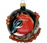Ёлочный шар 100 мм "Любопытный снегирь" 3D (Рождественское яблоко)