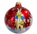 Ёлочный  шар 120 мм "Кролик с подарками" (Эвис) 