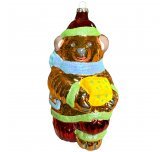 Ёлочная игрушка "Мишка с гармошкой" золотистый (Интерьер - Промысел)