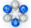 набор ёлочных шаров 6х50 мм "Макраме" (Ёлочка) синий