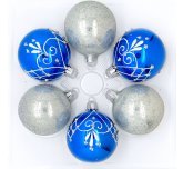 набор ёлочных шаров 6х50 мм "Макраме" (Ёлочка) синий