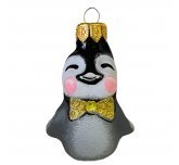 Ёлочная игрушка "Пингвинчик с золотистой бабочкой" (Мария)