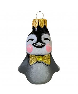 Ёлочная игрушка "Пингвинчик с золотистой бабочкой" (Мария)