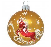 Ёлочный шар 75 мм "Красная лошадка" Зодиак  (Ёлочка)