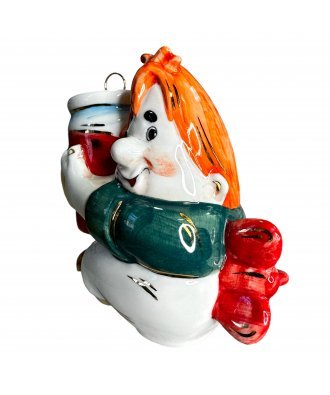 Ёлочная игрушка "Карлсон" (Лефортовский фарфор) глаза открыты