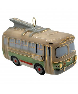 Ёлочная игрушка "Троллейбус" (Фарфоровая мануфактура)