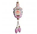 Ёлочная игрушка пряник-фигурка "Часы новогодние с шишками" розовый (Ариель)