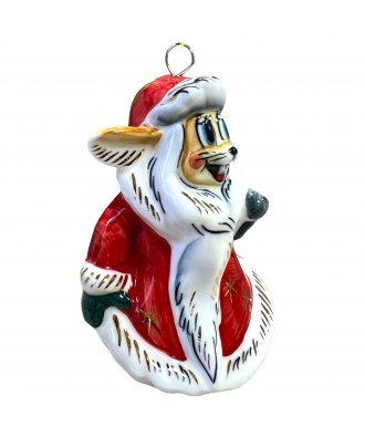 Ёлочная игрушка "Заяц в шубке "Ну, погоди" (Лефортовский фарфор)