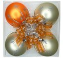 набор ёлочных  шаров 4 х 75 мм "Чародейка" (Елочка) оранжевый