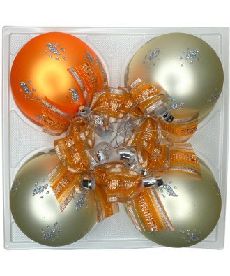 набор ёлочных  шаров 4 х 75 мм "Чародейка" (Елочка) оранжевый
