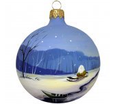 Ёлочный шар 85 мм "Морозный вечер. Лодочка" (Рождественское яблоко)