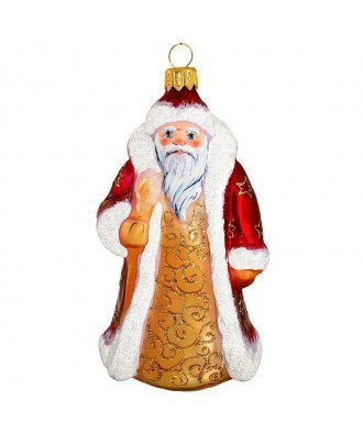 Ёлочная игрушка"Дед Мороз в шубе со звёздами" (Ариель) в красном