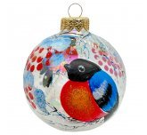 Ёлочный шар 80 мм "Снегирь на рябине" (ЭВИС)