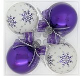 набор ёлочных шаров 4х75мм "Романтика" (Ёлочка) фиолетовый