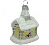 Ёлочная игрушка "Домик-хижина с белой крышей"  (Винтажный шар)