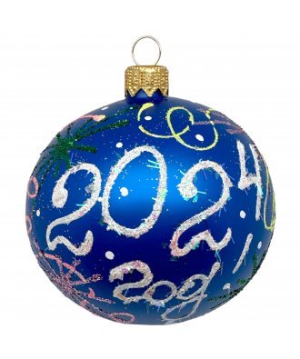 Ёлочный шар 85 мм "С Новым Годом 2024" (Бирюсинка) синий