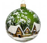 Ёлочный шар 100 мм "Пейзаж на зелёном" (Мария)