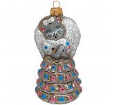 Ёлочная игрушка "Кошечка с зонтиком" (Эвис) в серебристом