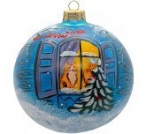 Ёлочный шар 120 мм "Кошка в окошке" (ЭВИС)