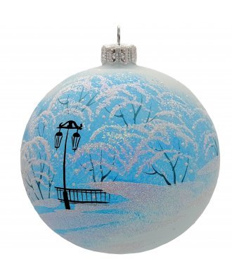 Ёлочный шар 100 мм "Влюбленные на мосту" (Винтажный шар)