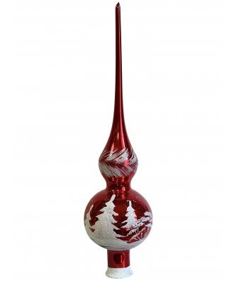 верхушка на ёлку "Лесной пейзаж.Красный" (Винтажный шар)