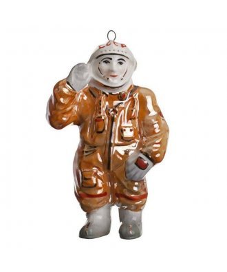 Ёлочная игрушка "Космонавт" в рыжем (Фарфоровая мануфактура СПб)