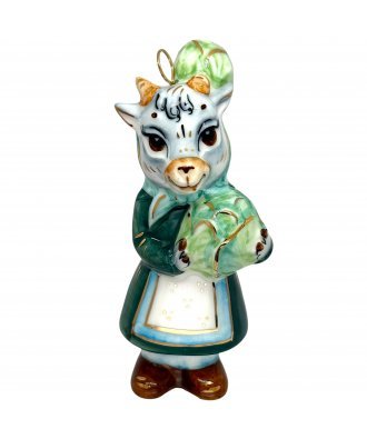 Ёлочная игрушка "Коза с капустой" (Лефортовский фарфор)