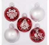 набор ёлочных шаров 5х60мм "Зимовье" (Ёлочка) красно-белый