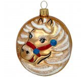 Ёлочная игрушка - медальон "Зодиак Лошадка" (Ёлочка) золотистая