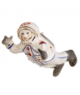 Ёлочная игрушка "Космонавт в невесомости" белый (Фарфоровая мануфактура СПб)