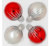 набор ёлочных шаров 4х60 мм "Капельки" (Ёлочка) красно-белые