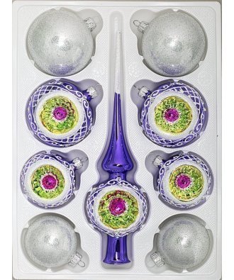 набор ёлочных шаров с верхушкой "Арктика" фиолетовый (Ёлочка)