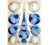 набор ёлочных шаров с верхушкой "Утренний" (Ёлочка)  синий