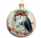 Ёлочный шар 100 мм "Филин на светлом" (Рождественское яблоко)