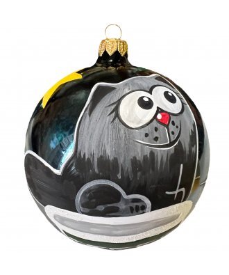 Ёлочный  шар 100 мм "Кот на трубе" (Рождественское яблоко) 