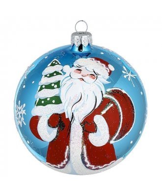 Ёлочный шар 100 мм "Дед Мороз с подарками" (Винтажный шар)