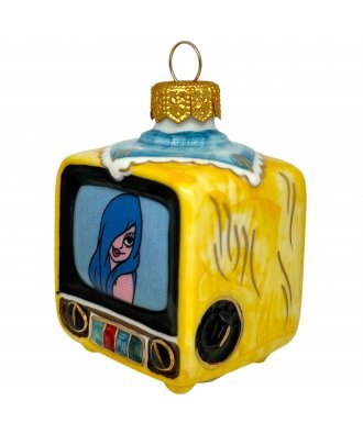 Ёлочная игрушка "Телевизор "А мы тут плюшками балуемся" (Лефортовский фарфор)